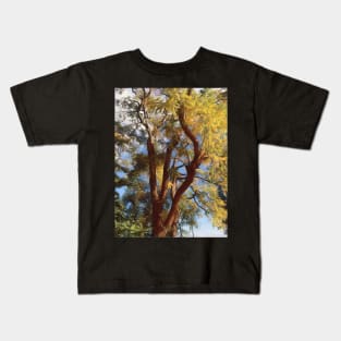 Autumn tree in the breeze Kids T-Shirt